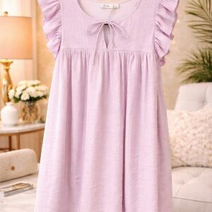 NEW! La Ven at Anthropologie Lavender Ruffle Sleeve Dress size small